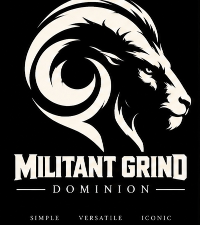 Militant Grind Dominion ram and wordmark