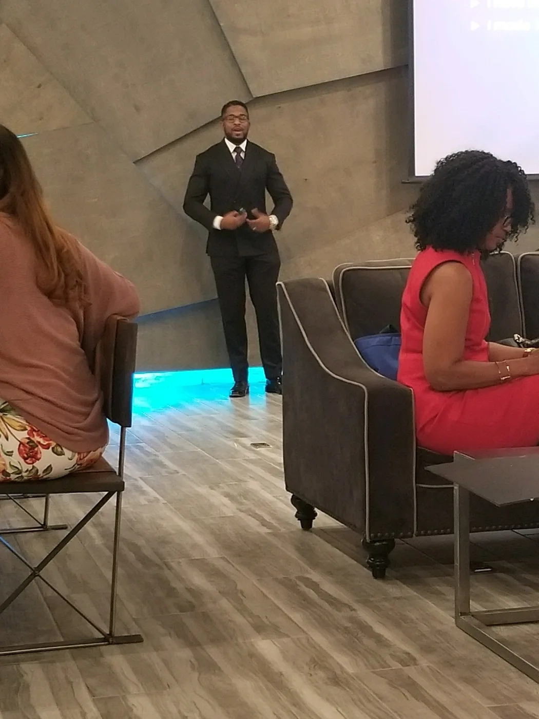 Sherman speaking to an audience